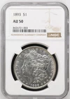 1893   NGC AU50  Morgan Silver Dollar - NGC#8426721-003