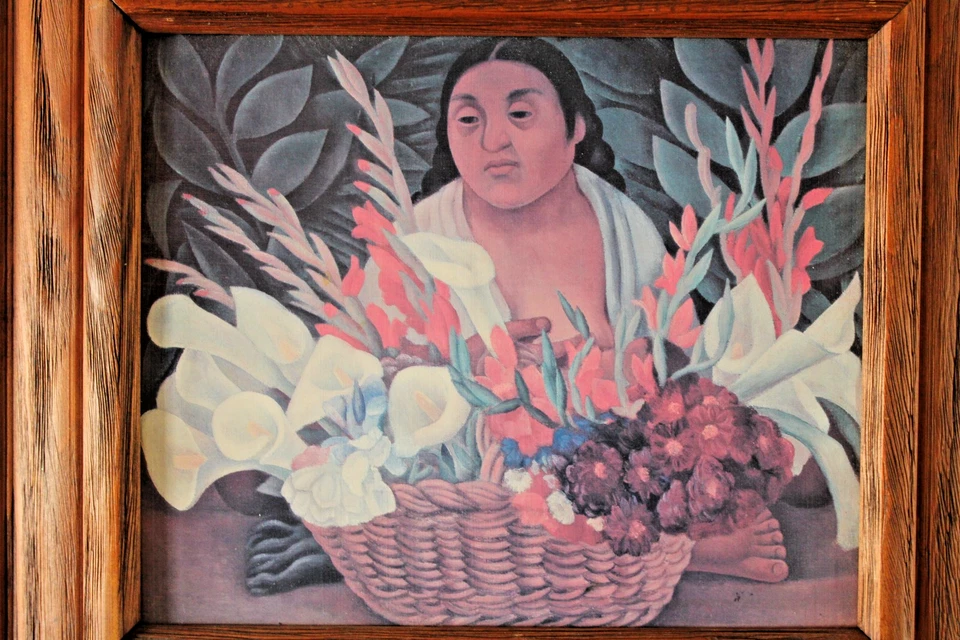 De Colección Diego Rivera El Vendedor de Flores Enmarcado 17x15 Litografía Lofrart Bellas Artes México Foto 2 de 4