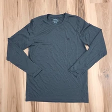 Fjallraven Abisko Wool LS Shirt Mens M Blue Long Sleeve Merino Blend Logo