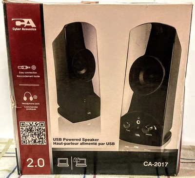 New In Box Cyber Acoustics USB Powered Speaker System CA-2017 Black