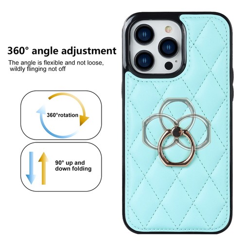 Funda protectora de cuero celosía diamante + soporte de anillo para iPhone 16 15 14 13 12 11 7 8 - Imagen 63 de 76