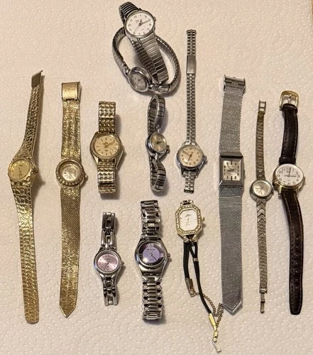 Huge Vintage Women’s Watch Lot - Fossil, Timex, Risa, Caravelle, & More