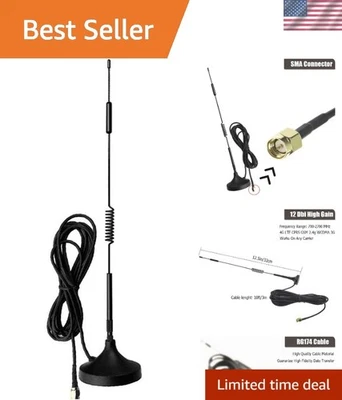 4G LTE 12dBi High Gain Omni-Directional Antenna with Magnet Mount – 700-2700MHz - Image 1 of 4