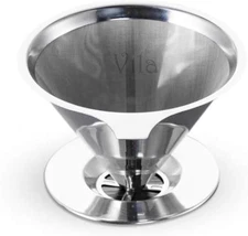 Reusable Stainless Steel Coffee Filter Pour Over Dripper Fine Mesh Fits Standard