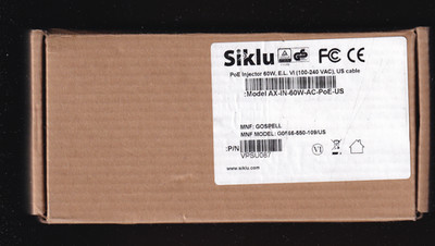 Siklu VPSU087 PoE Injector 60W (100-240 VAC) G0566-550-109/US NEW