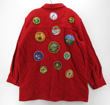 Boy Scouts of America Jacket Men Large Red BSA Wool Shirt Field Elbow Patches
