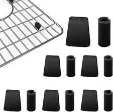 Waziaqoc 40 Pcs Sink Rack Feet Protective Rubber Bumpers Feet, Black 