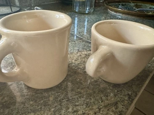 4 HEAVY Tepco Tan Mugs Diner Restaurant Ware Cup Retro VTG USA Set Lot