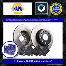 Image of 2x Solid Brake Discs and Pads Rear NAPA NBK5304DP fits VW Audi Seat Skoda