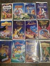 Vintage Disney VHS Lot 12 Clamshell Tapes Lion King Aladdin Beauty Beast Kids
