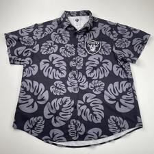 NFL Oakland Las Vegas Raiders Hawaiian Black Button up Shirt Mens Sz XL