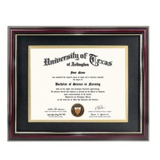 8.5x11 Diploma Frame with Black over Gold Mat or Display 11x14 Certificate wi...