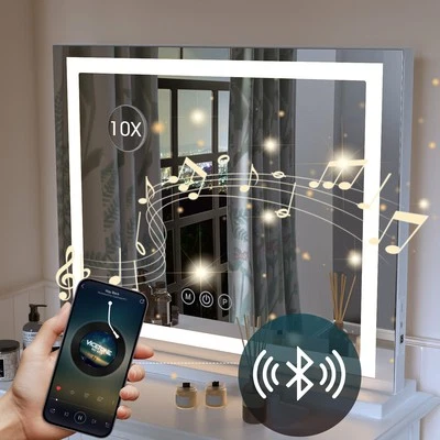 NOBRAND LED Makeup Mirror 80*62cm High Definition Bluetooth Speaker 18 LED Bulbs NEW