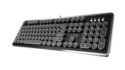 AZIO Retro Typewriter-Inspired Mechanical Keyboard Vintage Black and Silver