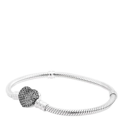 PANDORA Moments Silver Bracelet With Pave Heart Clasp 590727cz-20