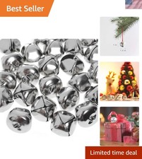 Elegant Jumbo Silver Jingle Bells - 24 Durable Crafting Pieces for Christmas
