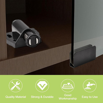Glass Door Magnetic Catch Closures, 4 Set Push Open Single Glass Door Magneti...