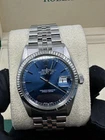 New ListingVintage Rolex OysterDate Precision Blue Dial 34mm Men Steel Watch Ref 6694 NEW