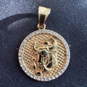Authentic Zodiac Bling: Astrology-Inspired Titanium Gold Plated Necklace Taurus