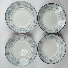 Noritake Blue Hill 2482 Fruit Bowls Set of 4 - 5.25” x 1.5” Deep Floral Platinum