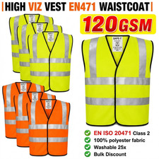 Hi Viz Vest High Vis Safety | YELLOW ORANGE | EN471 Waistcoat Visibility Jacket