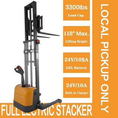 Pickup-APOLLOLIFT 118'' Lift Stacker Full Electric Pallet Stacker W/ Straddle Leg