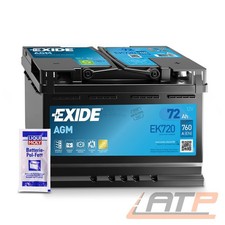 EXIDE AUTOBATTERIE 12V 72Ah STARTERBATTERIE 760A EK720 AGM START STOPP+POL-FETT