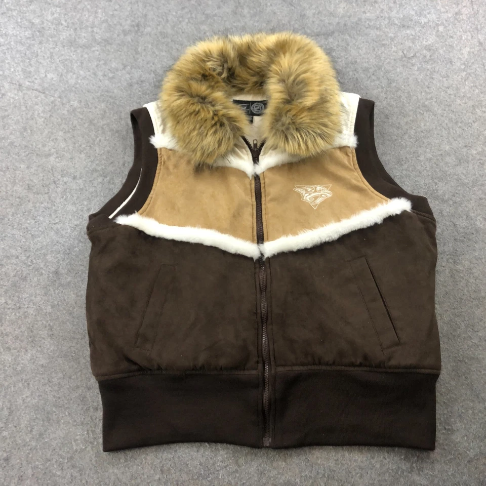 Chaleco Nashville Predators para mujer 2XL marrón beige cuello de piel sintética hockey G-III Foto 2 de 4