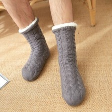 Men Chunky Knitted Thermal Socks Thick Fleece Lined Winter Warm Work Boots Soft
