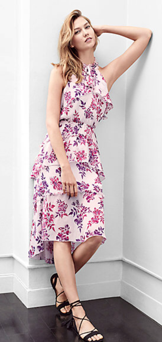 printed tiered halter midi dress Floral Tiered Halter Midi Dress
