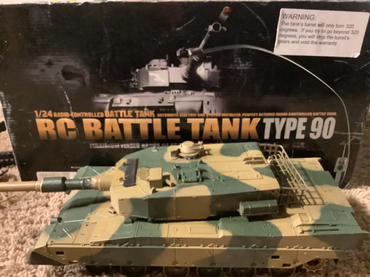 RC Battle Tank Type 90 1/24 Scale Radio Control Airsoft Firing Range (as is)