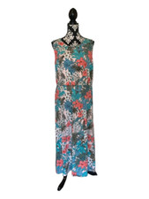 Talbots Maxi Dress Women XLP Floral Tropical Sleeveless Knit Stretch Beach Resor