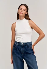 VELVET By Graham & Spencer Paulette Mock Neck Tank Top White S $108 D2