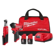 Milwaukee 3453-22HSR M12 FUEL 1/4" HEX Impact Driver Kit + 3/8" Hi-Speed Ratchet