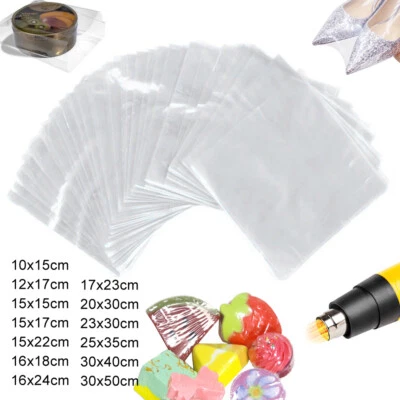 100pcs POF Heat Shrink Bag Wrap Film Packaging Seal Gift Packing Shrinkable
