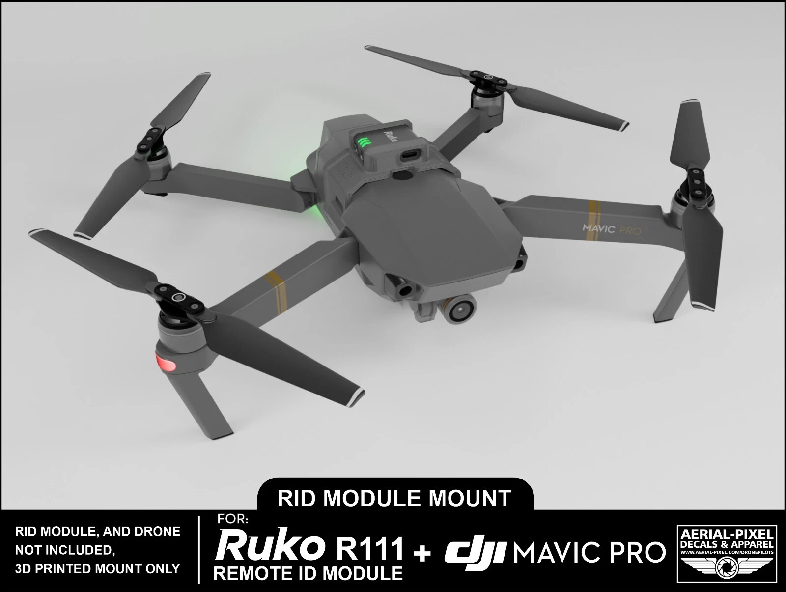 DJI Mavic Pro and Pro Platinum Ruko R111 Remote ID Module
