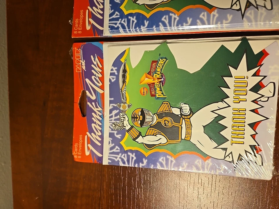 2 УПАКОВКИ ВИНТАЖНЫХ КАРТ POWERRANGERS СПАСИБО/ПРИГЛАШЕНИЯ 8 В УПАКОВКЕ С КОНВЕРТАМИ - Изображение 2 из 4