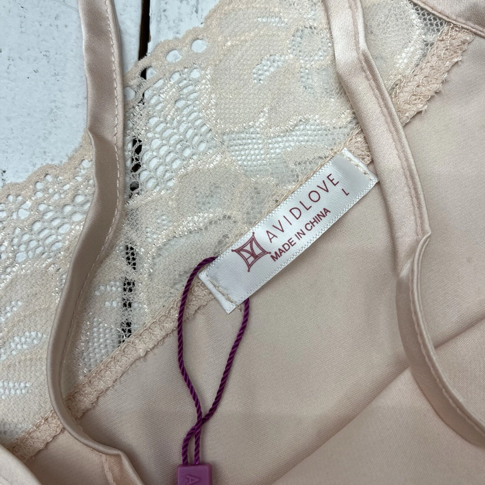 OFF WHITE Abito Avid Love Champagne Tan Lingerie Raso Mini Intimi Donna Taglia Large