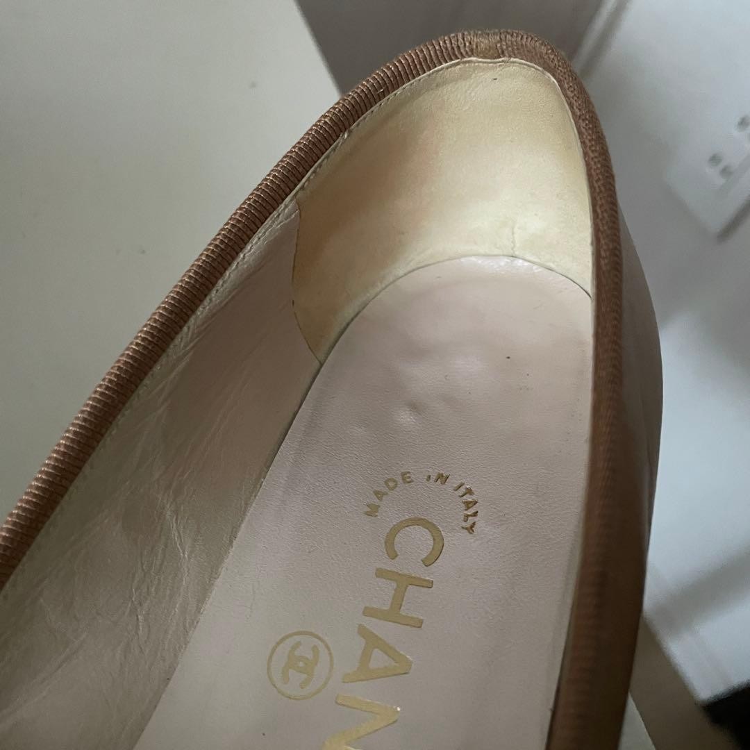 Chanel Low Heel Pumps Beige With Ribbons Size 35.5 US About5.5 For Women thumbnail 5