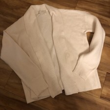 Ann Taylor Loft Winter White Open Cardigan Sweater Large Cream Long Sleeve Women