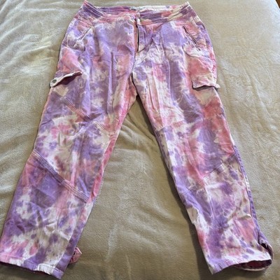 American Bazi pink tie dye jeans colorful cargo pants plus size 2X purple kawaii