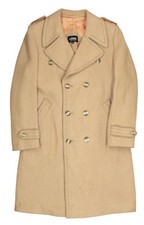 Men's 40 R Vintage Double Breasted Wool Full Length Long Trench Top Over Coat