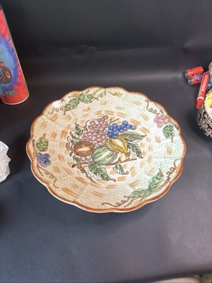 VTG 1950 s Nove Nova Rose Italy Art Pottery Hand Painted Chop Plate Platter 12 