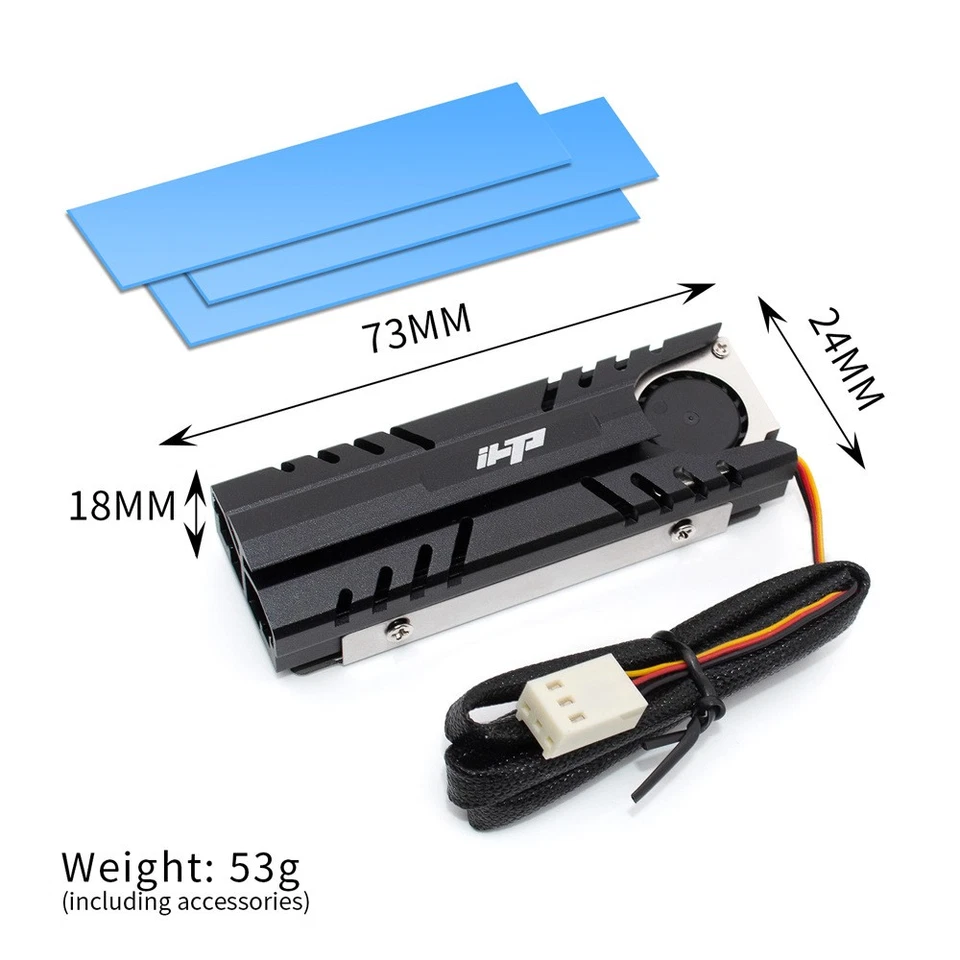 M.2 2280 SSD Aluminum Solid State Drive Radiator 3PIN High Speed 2CM Fan Cooling - Image 2 of 4