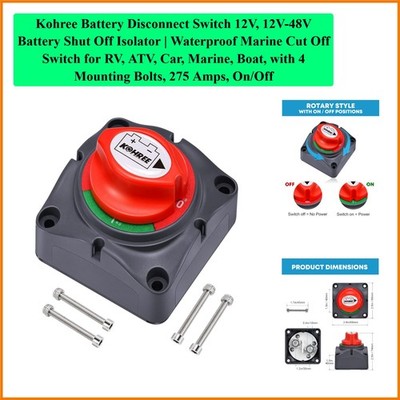 Battery Disconnect Switch 12V, 12V-48V Battery Shut Off Isolator | Waterproof...