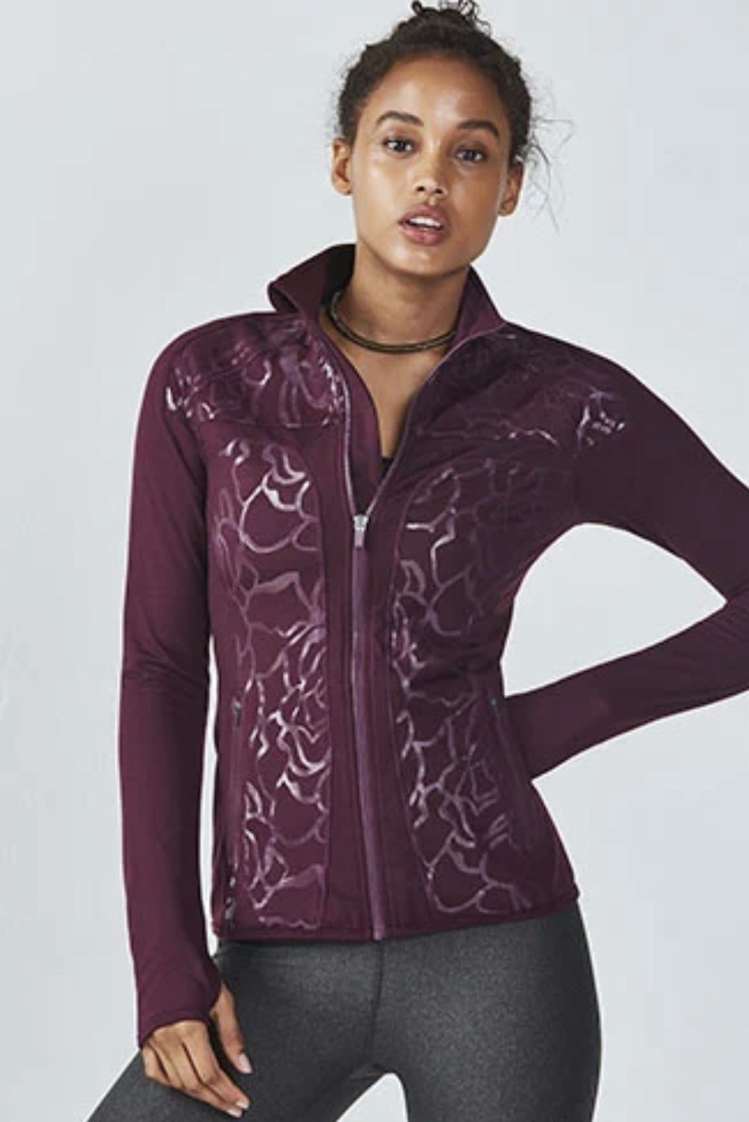 Fabletics Jojo Full Zip Active Jacket Burgundy Ro… - image 1