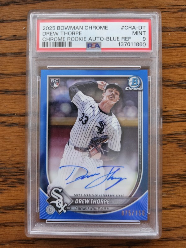 2025 Bowman Chrome Drew Thorpe Auto #PRV-DT Blue /150 Chicago White Sox