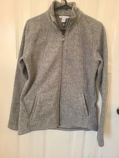 Athleta Stroll Fleece Full Zip Jacket Light Gray Size Medium
