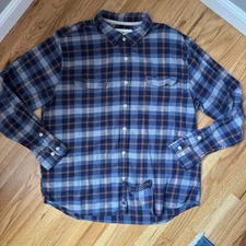 The Normal Brand Men's Lightweight Flannel Shirt Size XL Button Up Blue Plaid