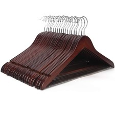 Wooden Coat Hangers, 20 Pack High Grade 17.5 Inch Wood Suit Hangers with Non ...